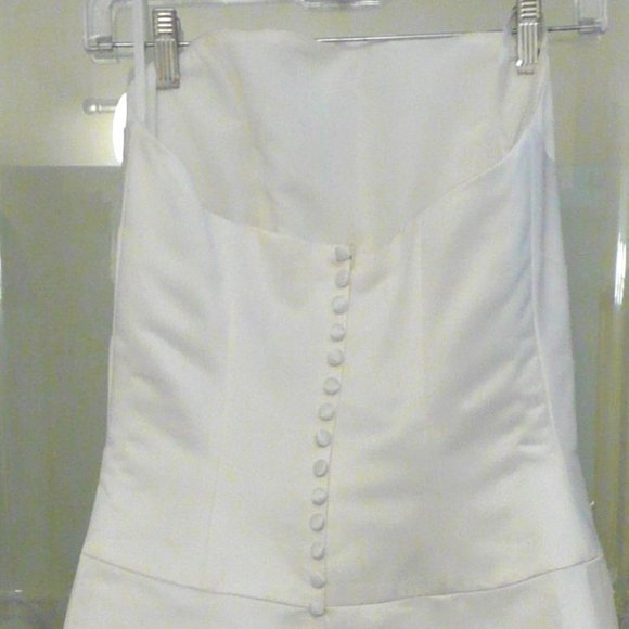 Bella Barmals Wedding Column Dress White Strapless Size 8 Bride - Picture 1 of 12